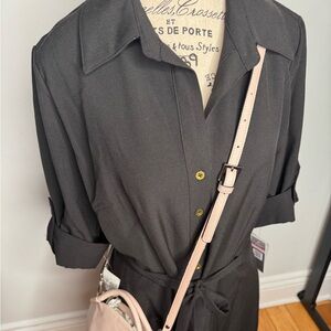 Black Button-Up Dress with Belt